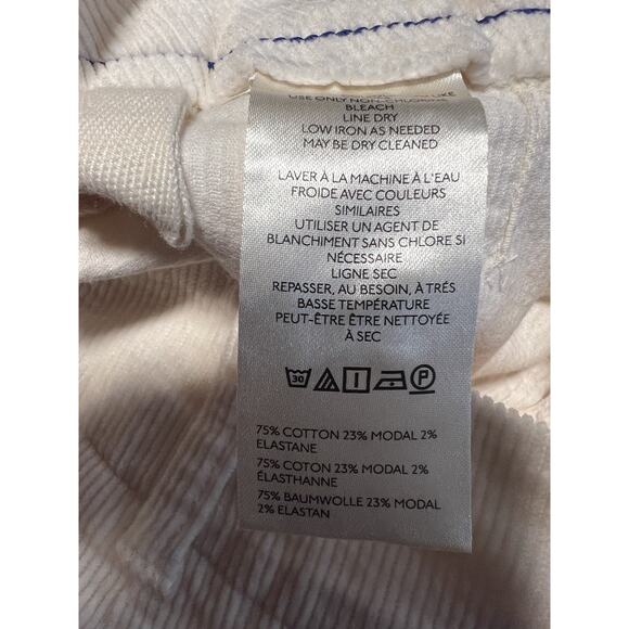 Anthropologie Maeve Colette Size 31 Petite Cropped Corduroy Wide Leg Pants Ivory - Picture 9 of 11